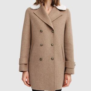 Belle & Bloom BELLE AND BLOOM Liberty Faux Shearling Collar Wool Blend Coat, L